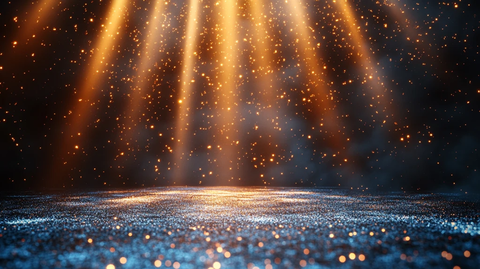 深蓝舞台金色聚光灯