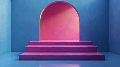 蓝色矩形舞台背景