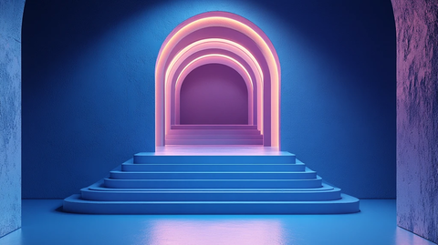 蓝色矩形舞台背景