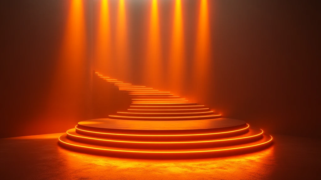 橙色演播室背景与讲台