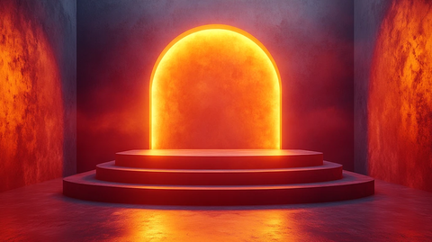 橙色演播室背景与讲台