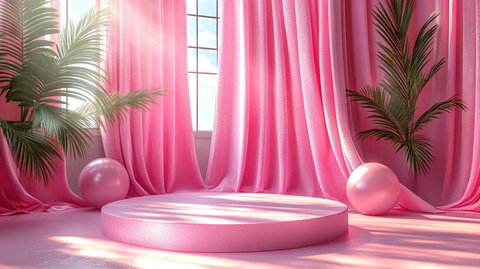 粉色幕布舞台空置