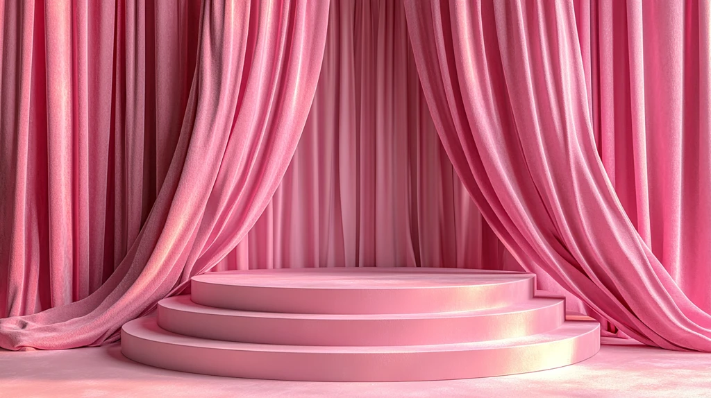 粉色幕布舞台空置