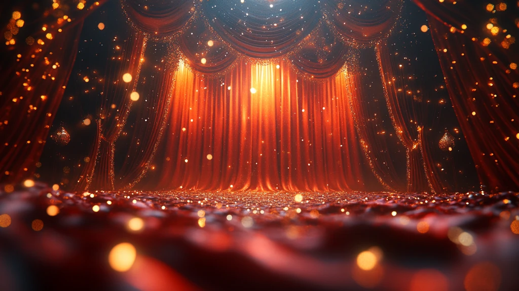 金色灯光舞台幕布