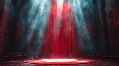 舞台灯光下的红毯与幕布