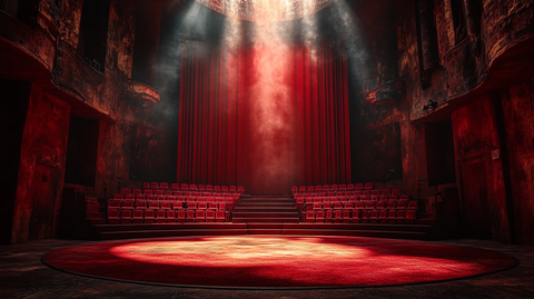 舞台灯光下的红毯与幕布