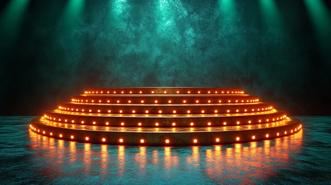 金色领奖台灯光照射