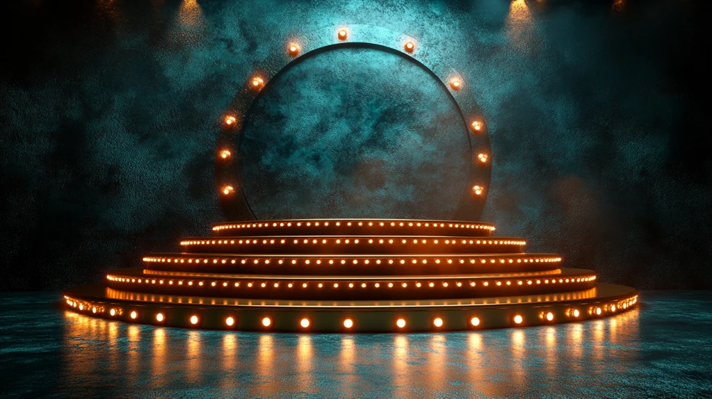 金色领奖台灯光照射