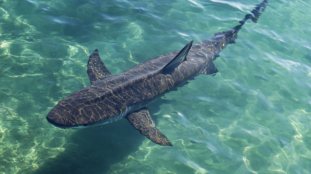 活鲨鱼水面游动