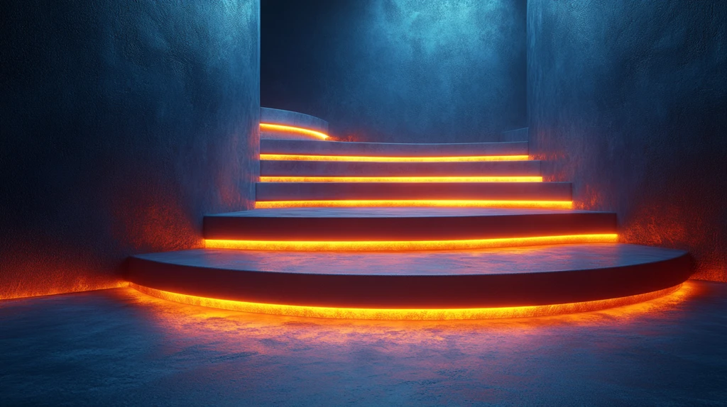 蓝色圆形平台重叠展示