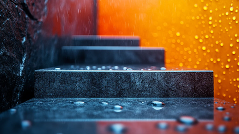 灰色橙色台阶雨中背景