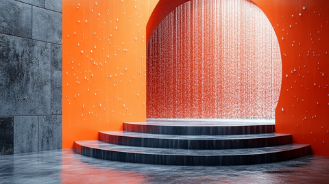 灰色橙色台阶雨中背景