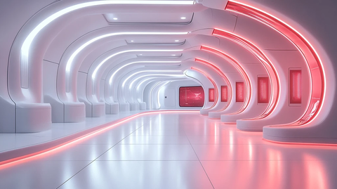 白色红色LED屏幕电视演播室