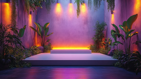 白色舞台紫色灯光