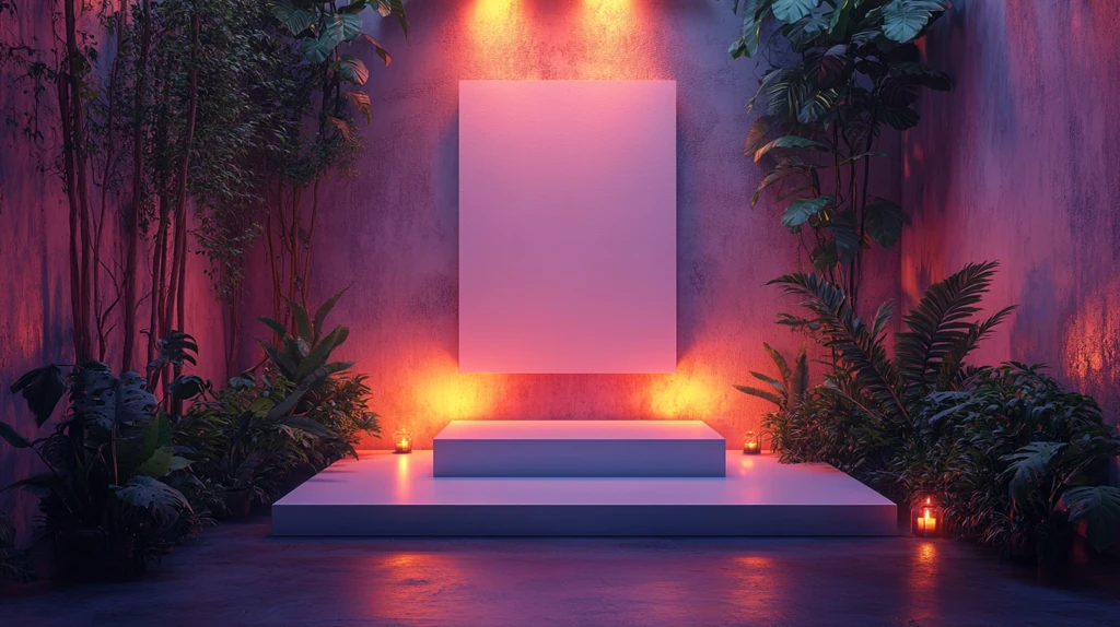 白色舞台紫色灯光