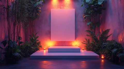 白色舞台紫色灯光