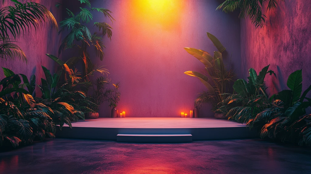 白色舞台紫色灯光