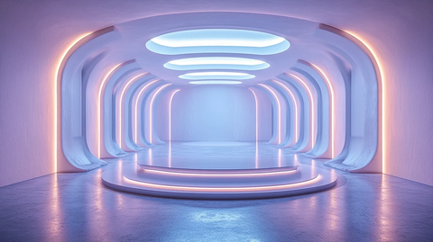 虚拟演播室白色背景圆形空间