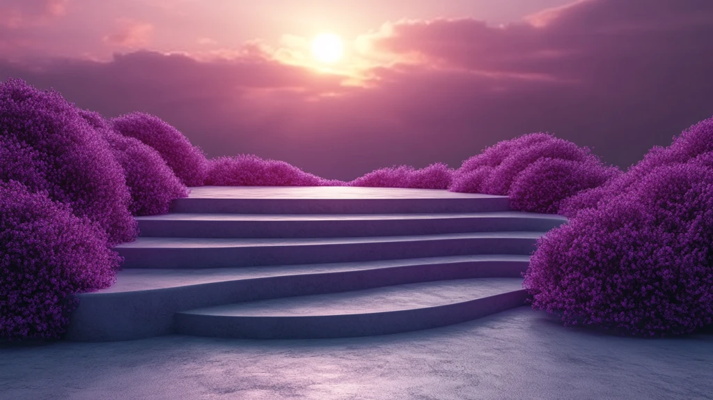 紫色波浪背景讲台