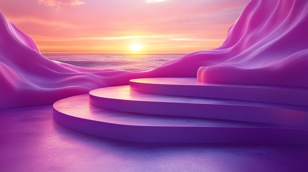 紫色波浪背景讲台