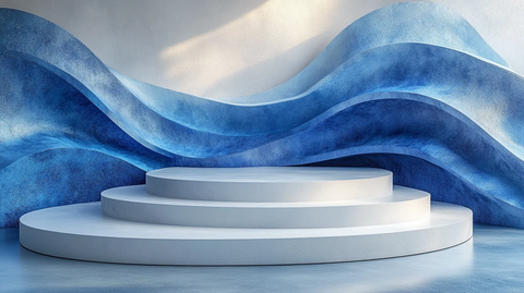 蓝色渐变玻璃质感展示台