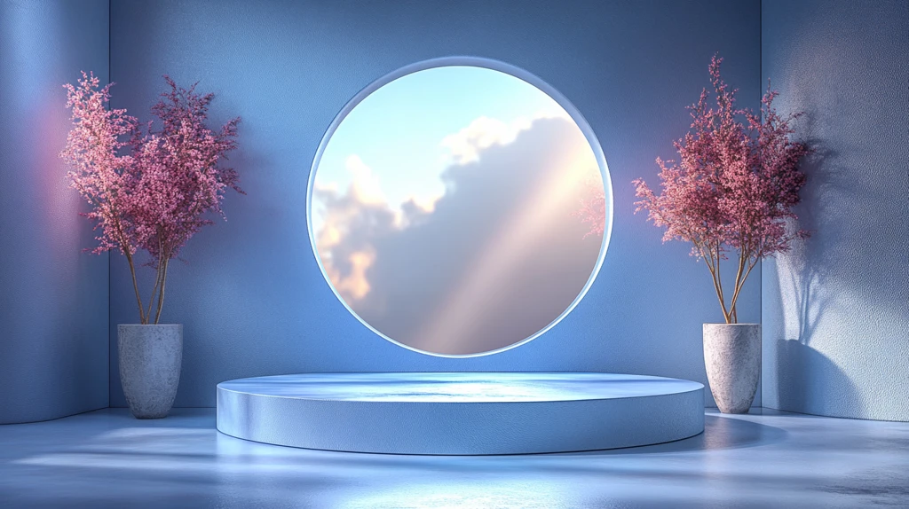 蓝色渐变玻璃质感展示台