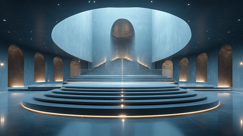 中央展示舞台与环绕走道