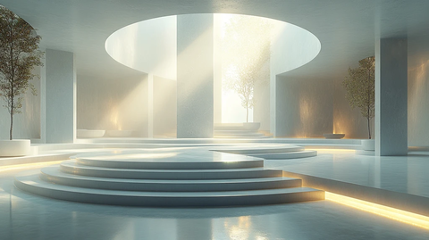 中央展示舞台与环绕走道