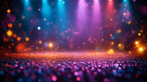 舞台灯光与彩带装饰