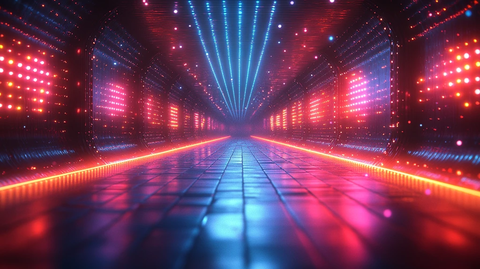 霓虹灯下游泳的二维彩带