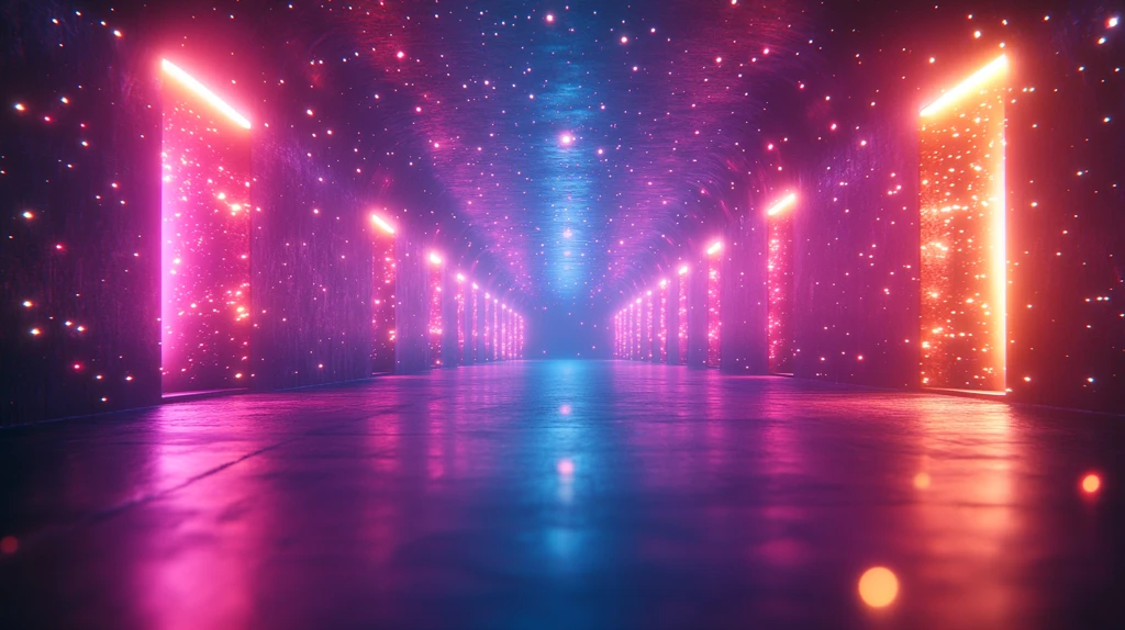 霓虹灯下游泳的二维彩带