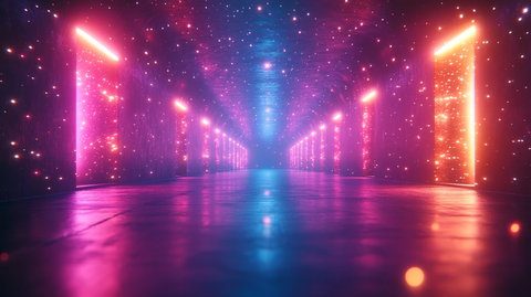 霓虹灯下游泳的二维彩带