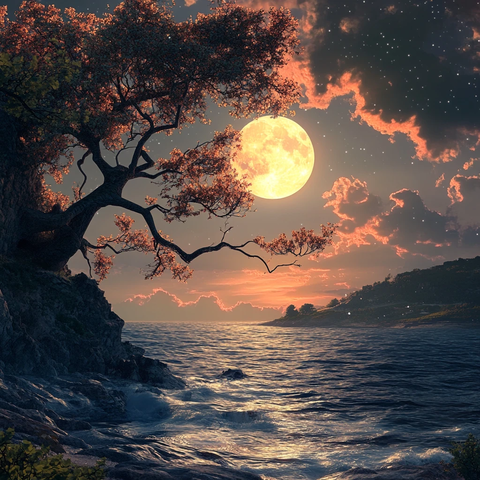 大海大地月光自然