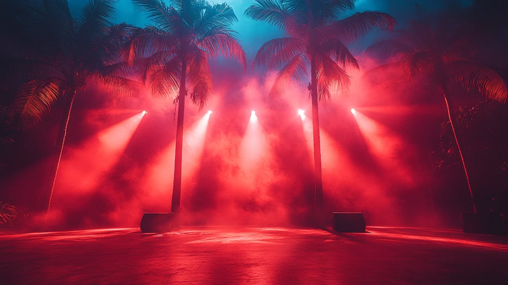 舞台灯光与棕榈树