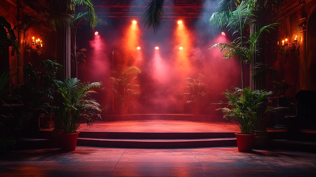 舞台灯光与棕榈树
