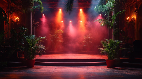 舞台灯光与棕榈树