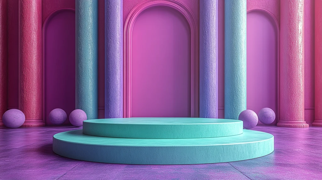 绿色紫色颁奖台背景