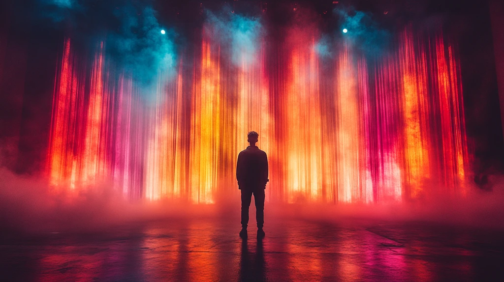 舞台剪影与彩色灯光