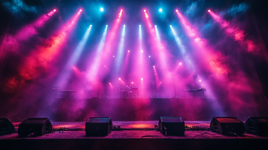 紫色灯光下的音乐会舞台