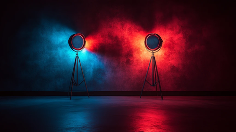 黑色背景蓝红灯光