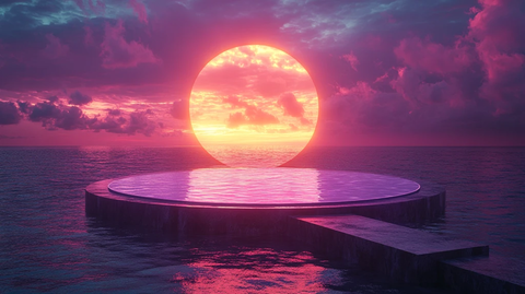 水面圆形舞台与漂浮麦克风