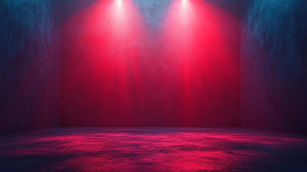 红蓝背景下的双角红点光