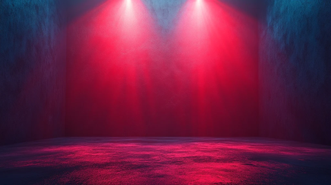 红蓝背景下的双角红点光