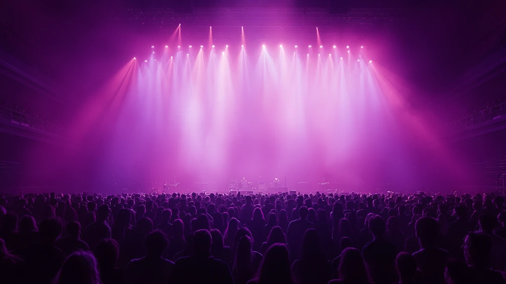 紫色舞台与观众剪影