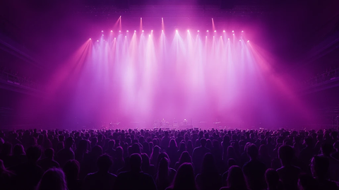 紫色舞台与观众剪影