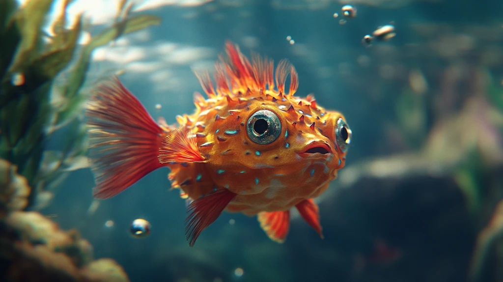 红鳍河豚水中游