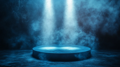蓝色圆形讲台