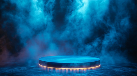 蓝色圆形讲台