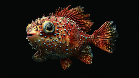 红鳍河豚水中游