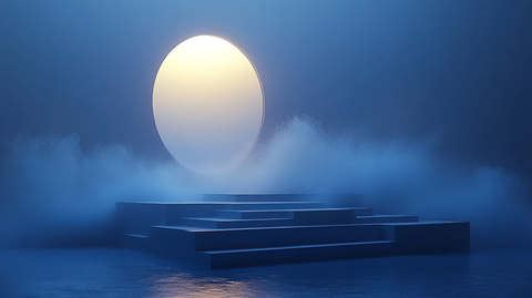 蓝色渐变背景与光晕圆圈